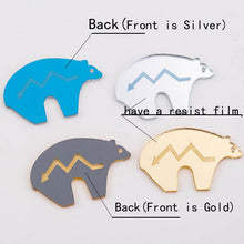 20*30mm Bear Mirror Slab Cabochon in GOLD & SILVER