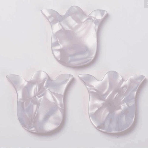 15*28mm Tulip White Opal Effect Resin Gem, Glue on