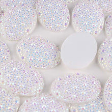 30*40mm Large Oval, with Starburst pattern, Sew On, Resin Gem in AB White and AB Crystal