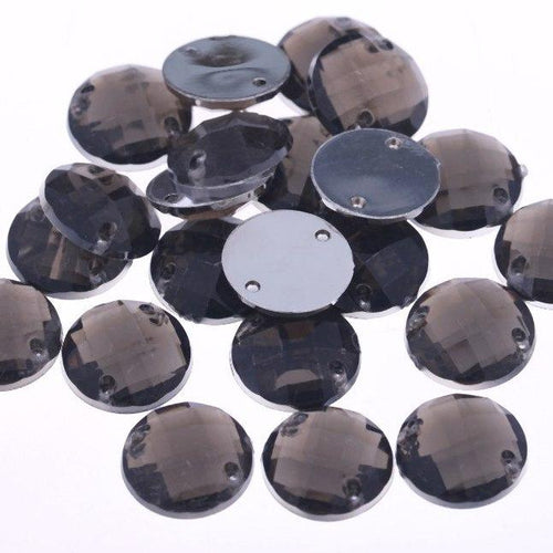 12mm Black Diamond Grey, Checkered pattern, Sew on, Acrylic Resin Gem