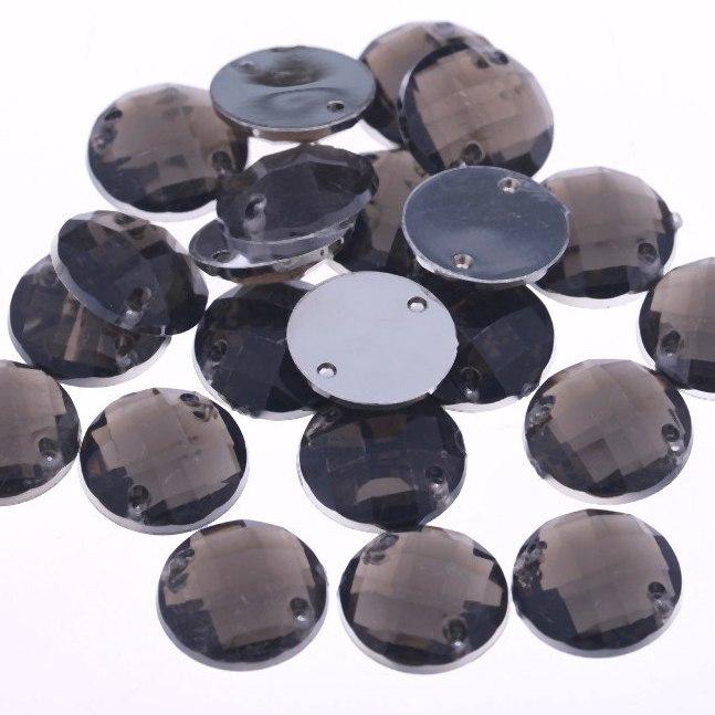 12mm Black Diamond Grey, Checkered pattern, Sew on, Acrylic Resin Gem