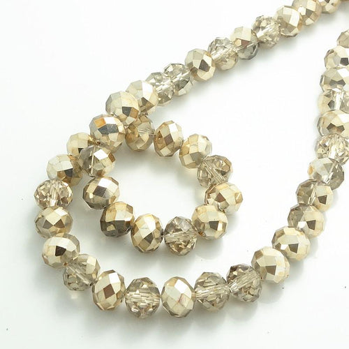 4mm & 3mm Champagne Gold and Silk Half plated Rondelle Beads