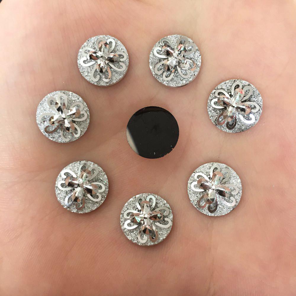 12mm Gunmetal, Scroll Curved Design, Glue on, Resin Gem