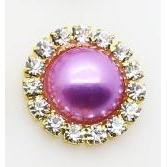 15mm Purple Pearl in Gold Rhinestone Frame Gem