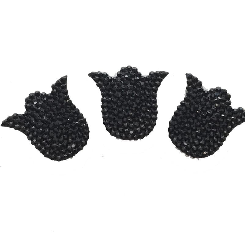 25*28mm Tulip Shaped Black Resin Gem Sew on