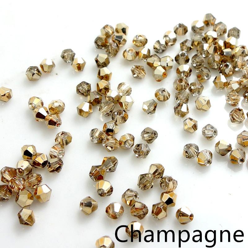 3mm Champagne Gold and Silk Bicone Beads