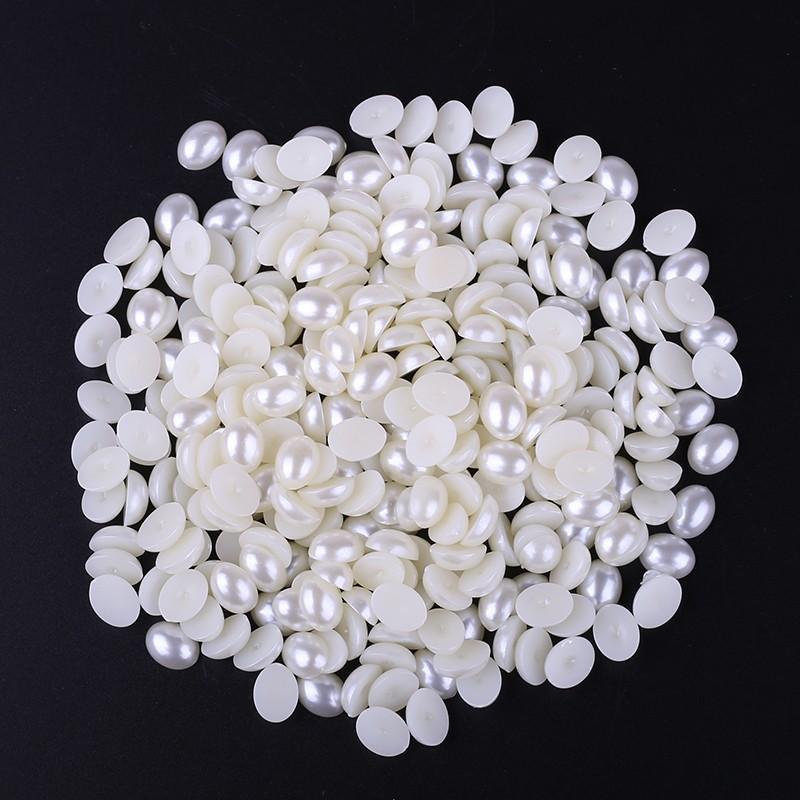 10*14mm, 10*8mm Mini Oval Pearl Resin Gem in White and Ivory