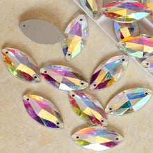 Multiple Sizes of AB Navette Horse Eye Sew on Glass Gem *Sold Individually*