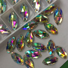 Multiple Sizes of AB Navette Horse Eye Sew on Glass Gem *Sold Individually*