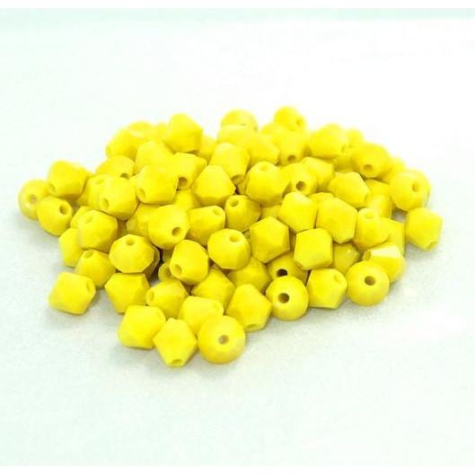 3mm Yellow Opaque Bicone Beads