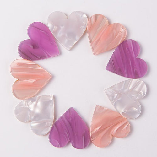 25mm Heart Opal Shell Effect, No holes, Resin Gem