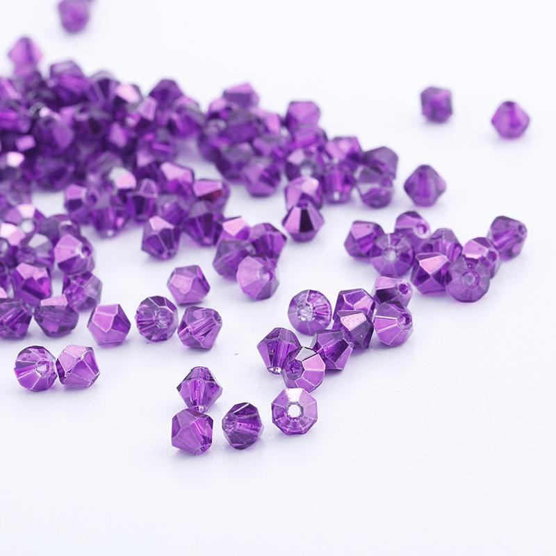 3mm Bright Purple Metallic Half Plated Bicone Beads