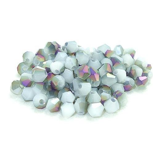 4mm White- Purple Half Plated Bicone Beads