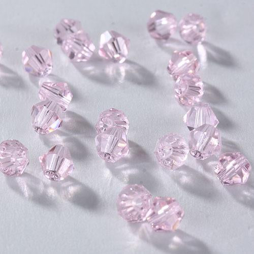 2mm Pink Transparent, Grade AAA, Bicones Beads