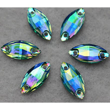 7*15mm Colourful AB Navette Shaped Resin Sew on Gems