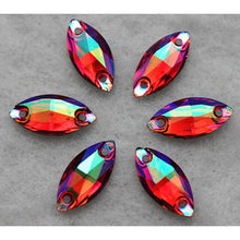 7*15mm Colourful AB Navette Shaped Resin Sew on Gems