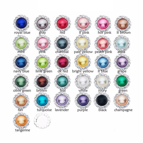 15mm Pearl Rhinestone Glue On Flat Back Gems (Sold by packs of 6 gems)