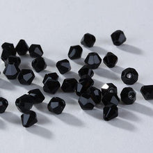 Opaque Black colour, Grade AAA Bicone Beads 4mm, 3mm, & 2mm