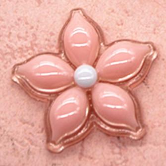 24mm Peach Pink Flower with 5 Petals Resin Gem