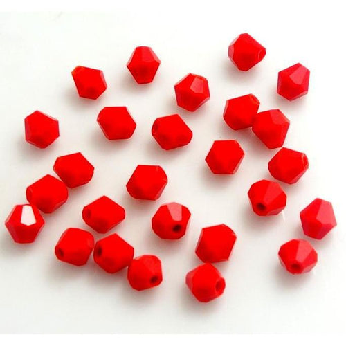 3mm Opaque Red Bicones Beads