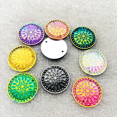 20mm AB Starblanket Design, Multiple Colours,  Sew On,  Resin Gems