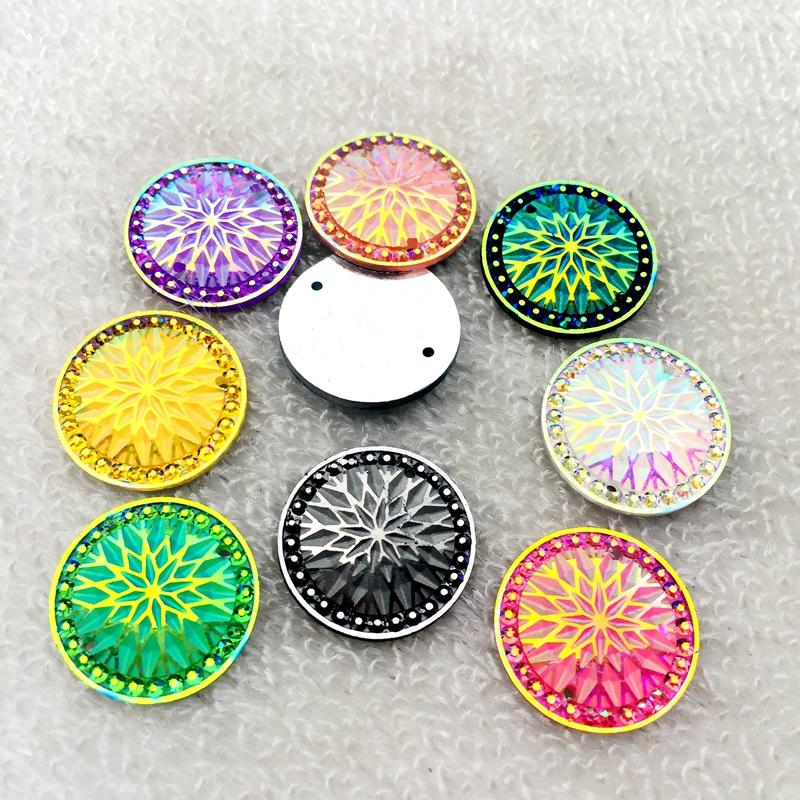 20mm AB Starblanket Design, Multiple Colours,  Sew On,  Resin Gems