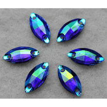 7*15mm Colourful AB Navette Shaped Resin Sew on Gems