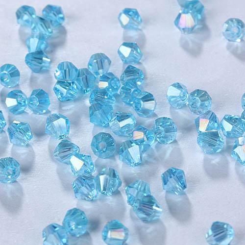 2mm Aqua Blue AB, Grade AAA, Bicones Beads