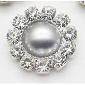 10mm Grey & Purple Pearl Rhinestone Frame Resin Gem