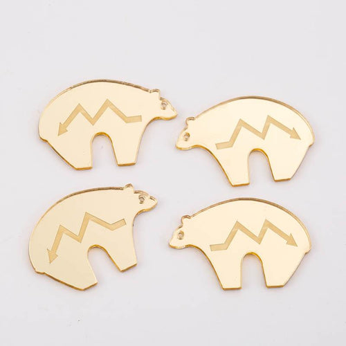 20*30mm Bear Mirror Slab Cabochon in GOLD & SILVER