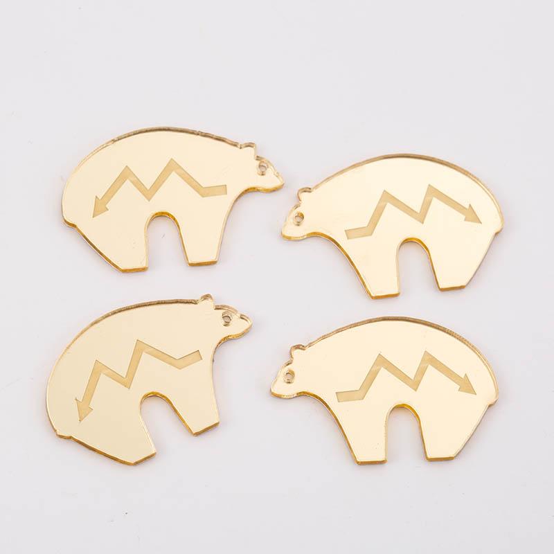 20*30mm Bear Mirror Slab Cabochon in GOLD & SILVER