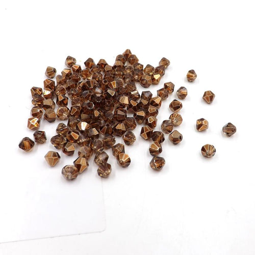 3mm Brown Copper Metallic Half Plated Bicone Beads
