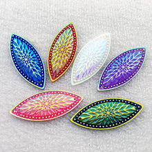 19*49mm AB Starblanket design, Horse Eye / Navette shaped, Sew on, Resin Gem