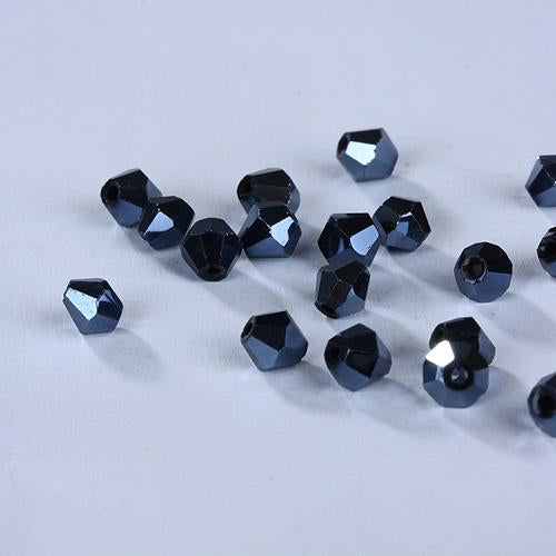 2mm Gunmetal Metallic Black, Grade AAA Bicone Beads