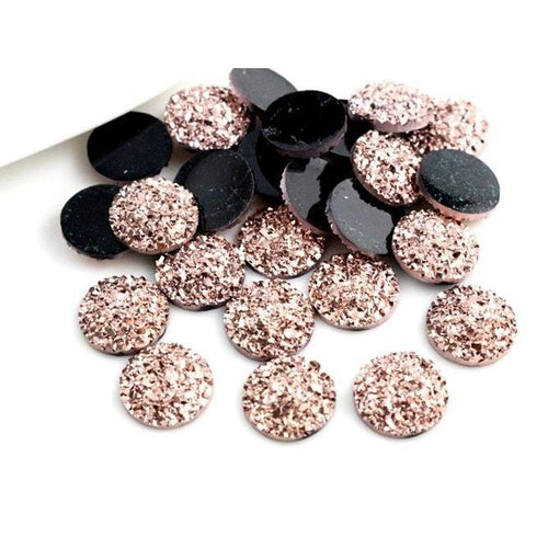 12mm Rose Gold Flat Druzy Resin Gem