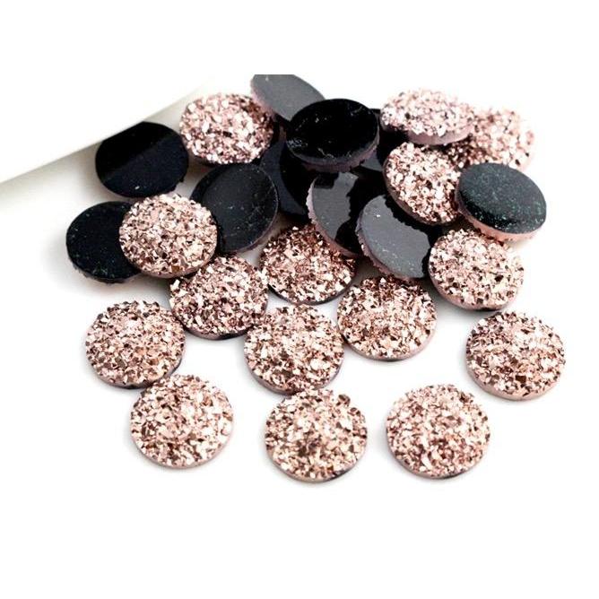 12mm Rose Gold Flat Druzy Resin Gem