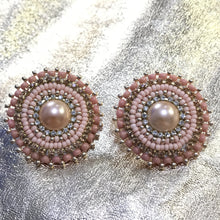 Cheyenne Pink Pearl Posts Beadwork Earrings