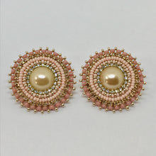 Cheyenne Pink Pearl Posts Beadwork Earrings