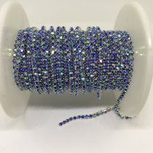 Sapphire AB Ss6 Rhinestone with Silver/Gold Chain, Rhinestone Metal Chain