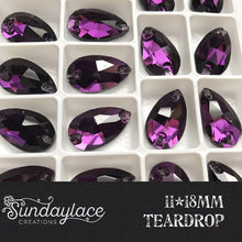 11*18mmm & 13*22mm Purple Velvet Rivoli, Teardrop, Sew on, Glass Gem