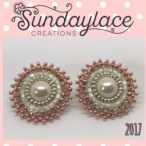 "Pretty In Pink" 2017 Collection Pearl Earrings Beadwork