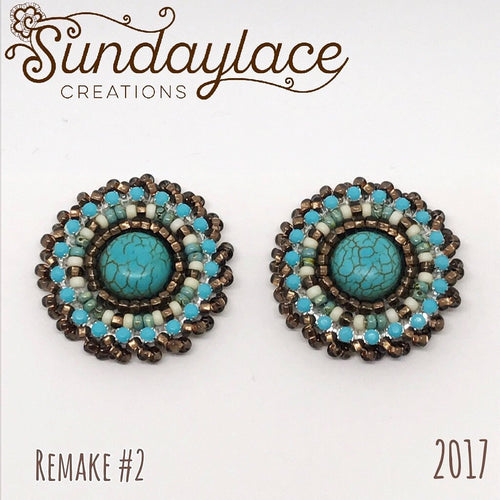 Dark Brown Coffee and Turquoise Posts Beadwork