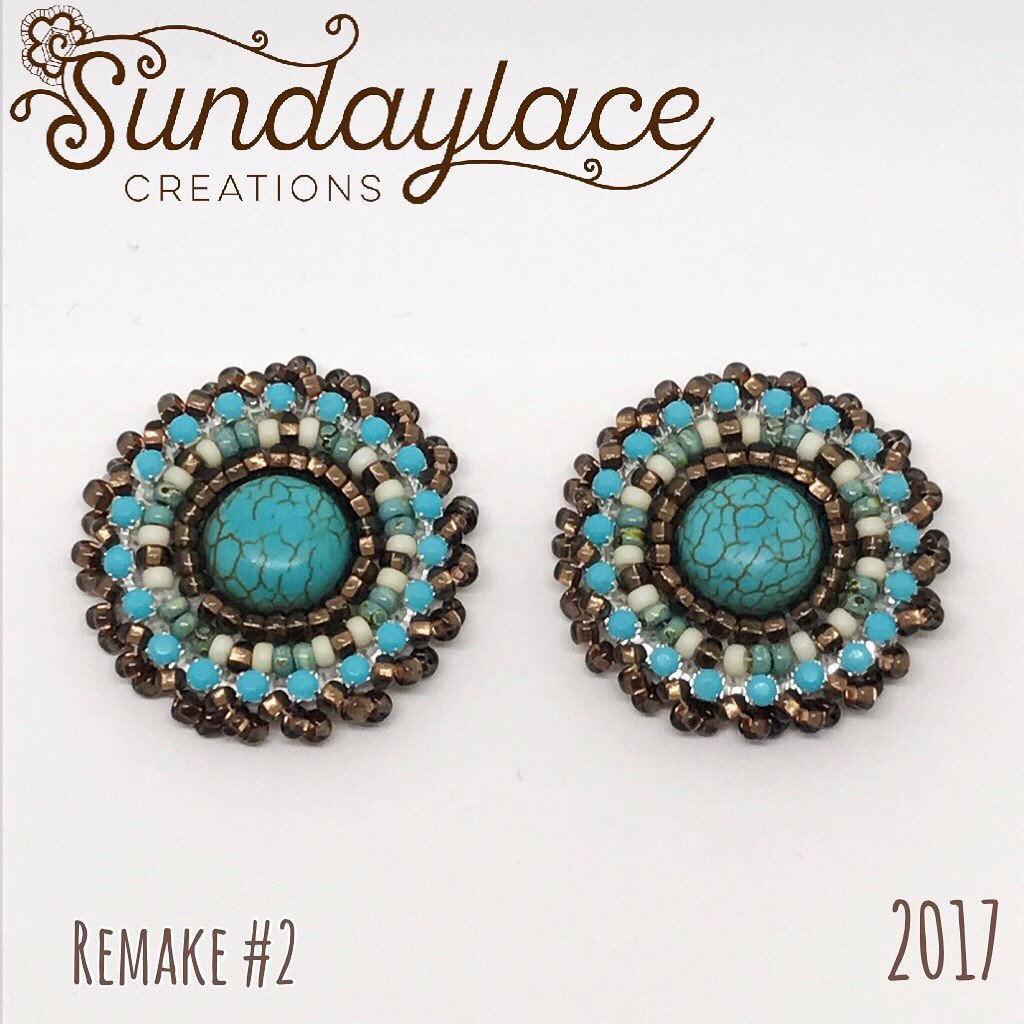 Dark Brown Coffee and Turquoise Posts Beadwork