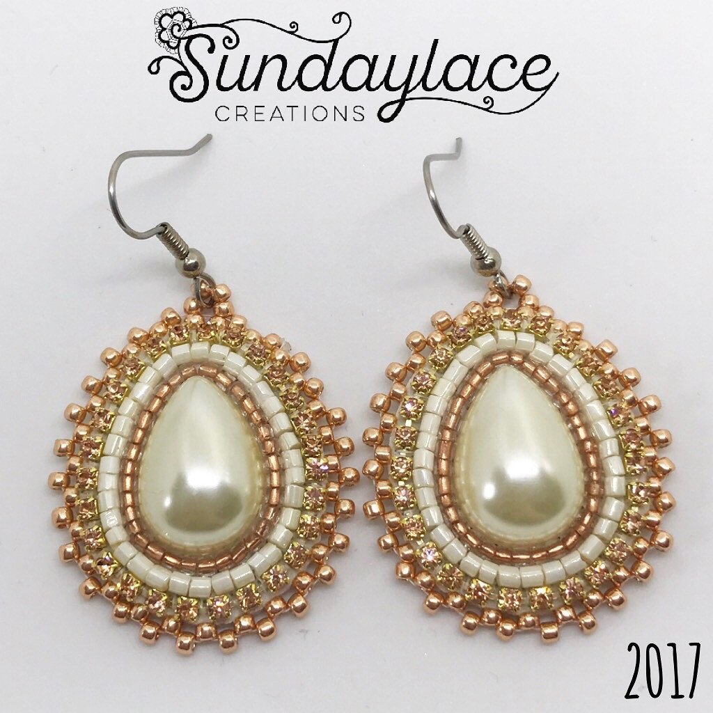 Copper Lined and Pearl hooks Beadwork