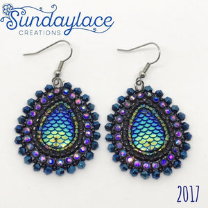 "Dark Mermaid Tales" Earrings  Beadwork