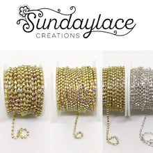 Ss6- Ss8-Ss10 AB Crystal Metal Rhinestone Chain Gold/Silver