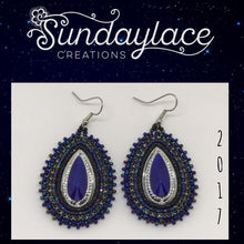 "The Midnight Sky" Teardrops with  Navy Iris Rondelle Beads Beadwork