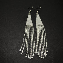 Pink Champagne Silver lined Dangle Beadwork Earrings