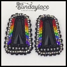 Dark Rainbow Trapezoid Post Earrings Beadwork