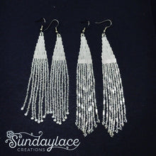 Pink Champagne Silver lined Dangle Beadwork Earrings